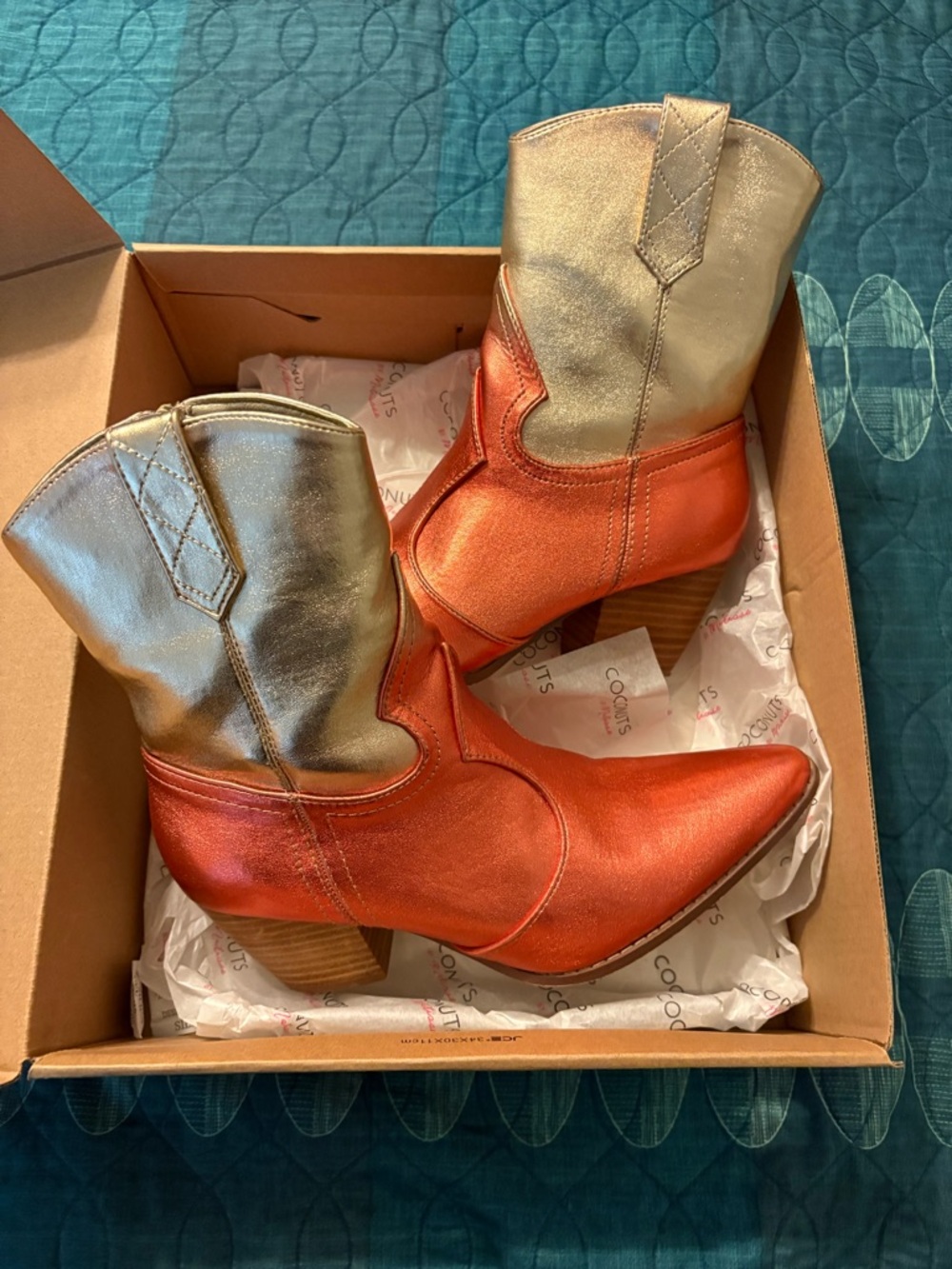 Coconuts by Matisse Metallic Copper & Silver Western Ankle Boots